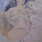 Reclining Nude with Black Hair